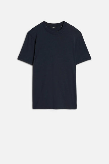 7 For All Mankind Navy Men Crewneck Tee in Lyocell SKU: 7MT04J09_NVY Image 01