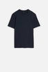 7 For All Mankind Navy Men Crewneck Tee in Lyocell SKU: 7MT04J09_NVY Image 01
