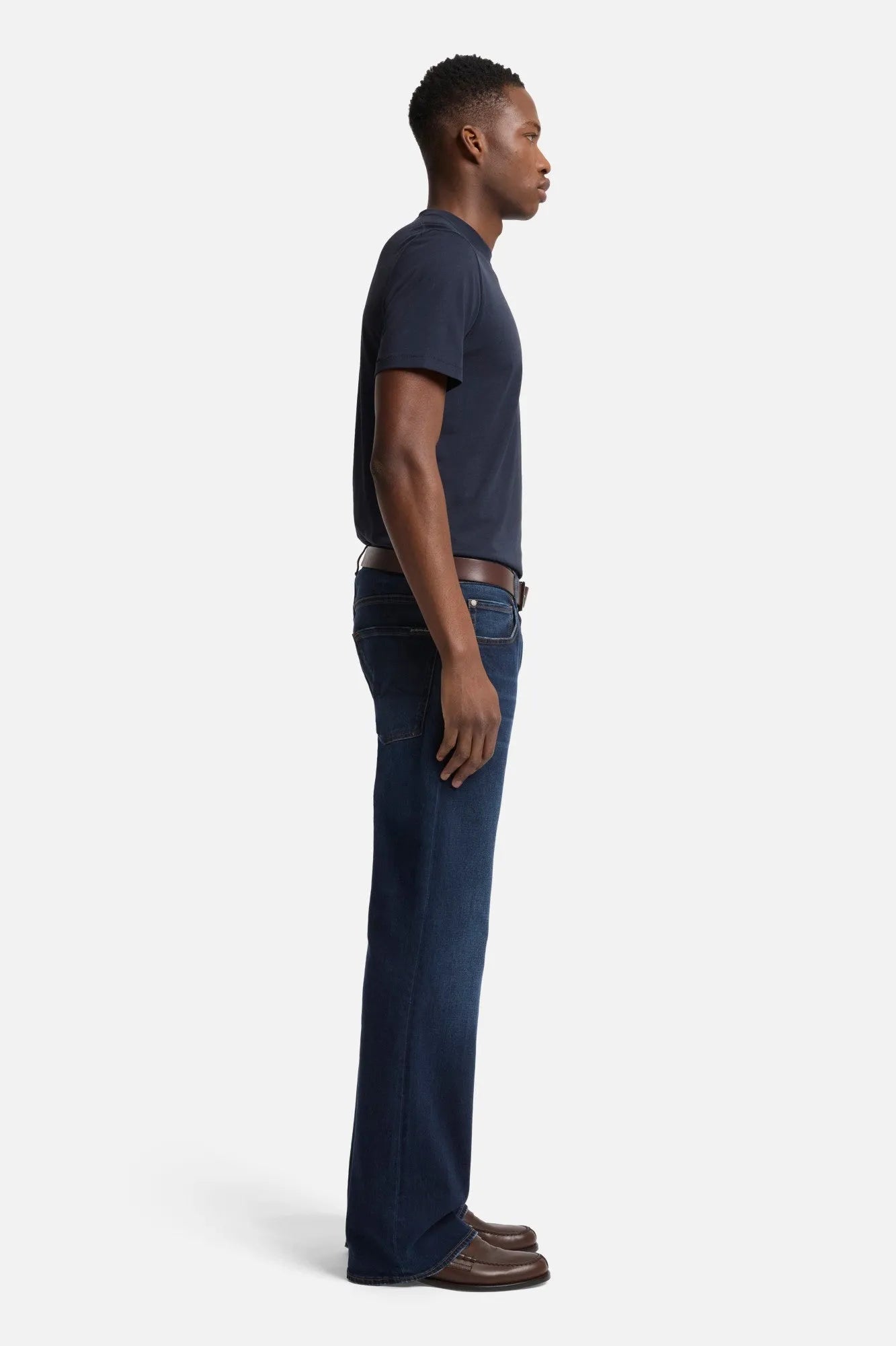7 For All Mankind Navy Men Crewneck Tee in Lyocell SKU: 7MT04J09_NVY Image 06