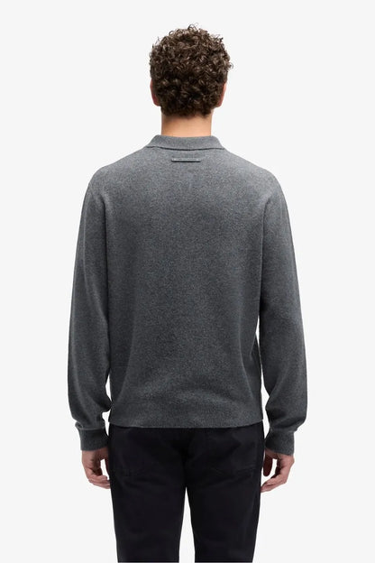 7 For All Mankind_Grey_Long Sleeve Polo Sweater in Cashmere_7MU50F16_1PG_04