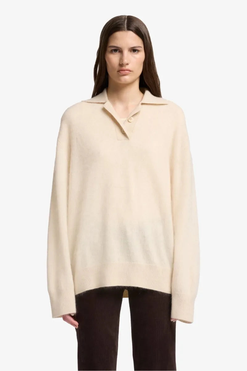 7 For All Mankind_White_FUZZY POLO SWEATER in Wool_7N3C0F68_1S7_01