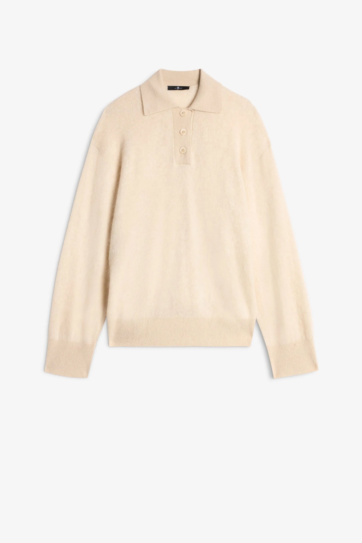 7 For All Mankind_White_FUZZY POLO SWEATER in Wool_7N3C0F68_1S7_06