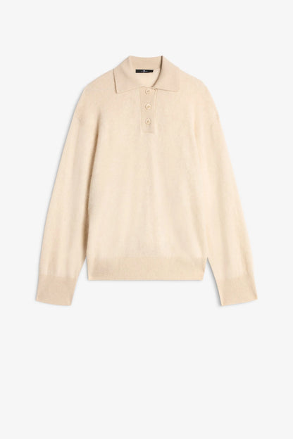 7 For All Mankind_White_FUZZY POLO SWEATER in Wool_7N3C0F68_1S7_06