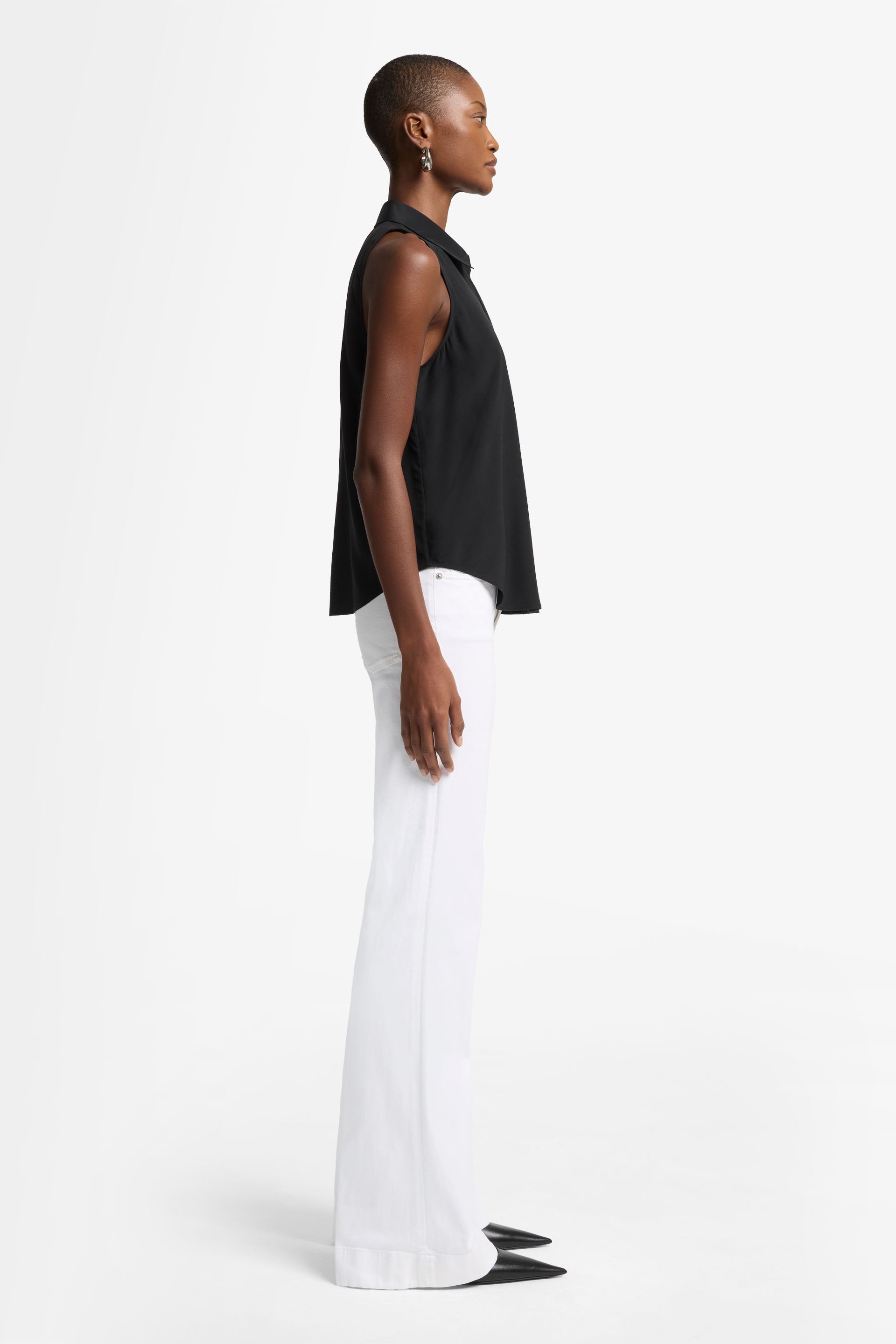7 For All Mankind_SL Button Down Silk Black_7N501480-BLK_BLK_06