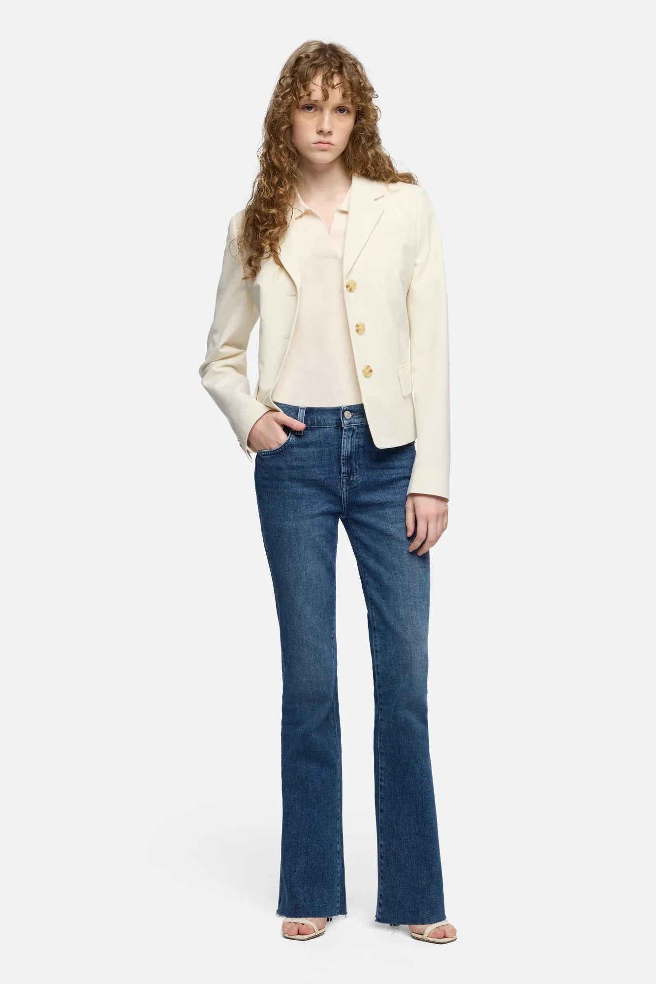 7 For All Mankind Glaze Women Short Sleeve Polo Sweater SKU: 7N9F0G70_3G2 Image 02