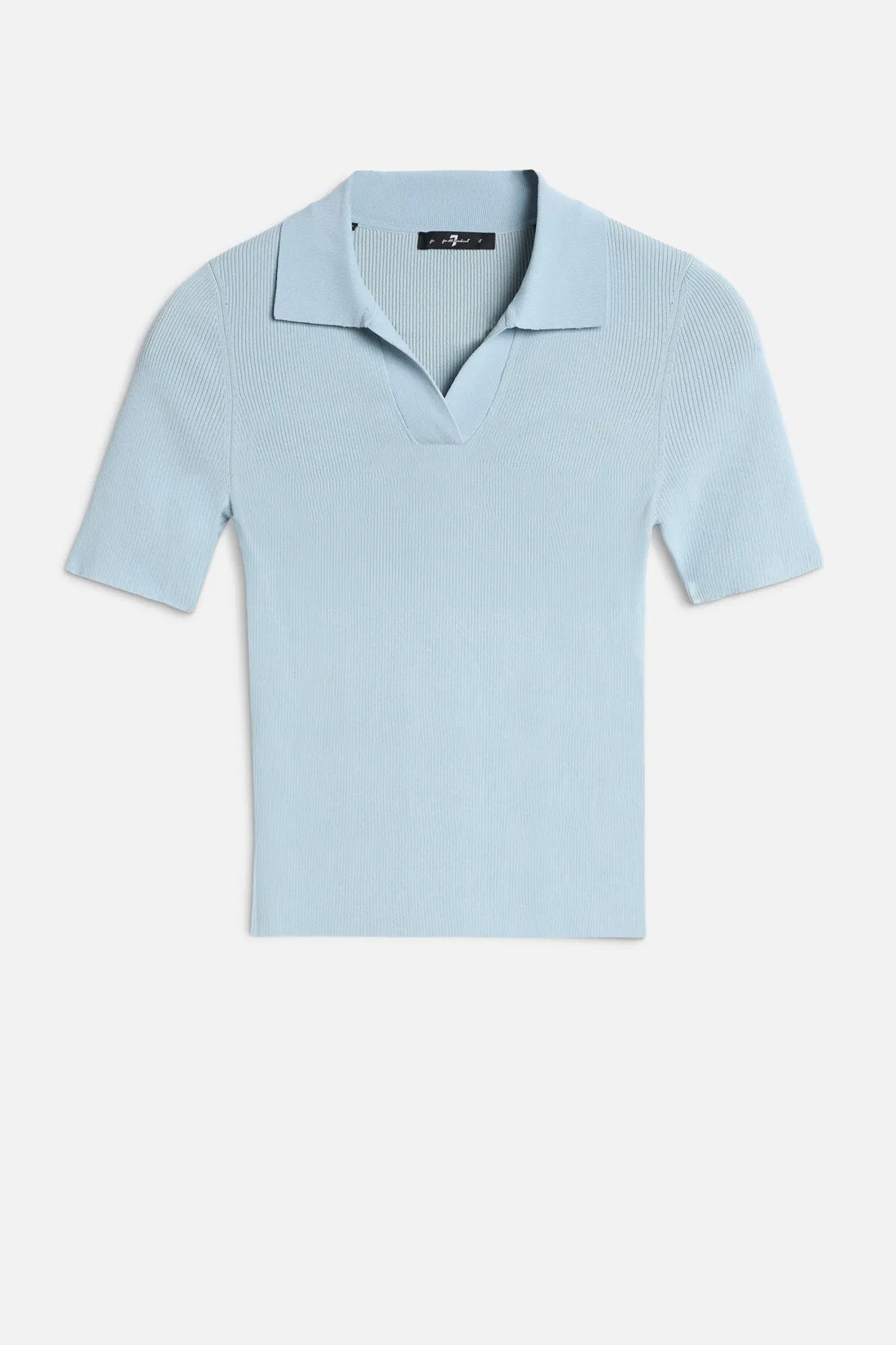 7 For All Mankind Sky Blue Women Short Sleeve Polo Sweater SKU: 7N9F0G70_3G4 Image 01