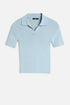 7 For All Mankind Sky Blue Women Short Sleeve Polo Sweater SKU: 7N9F0G70_3G4 Image 01