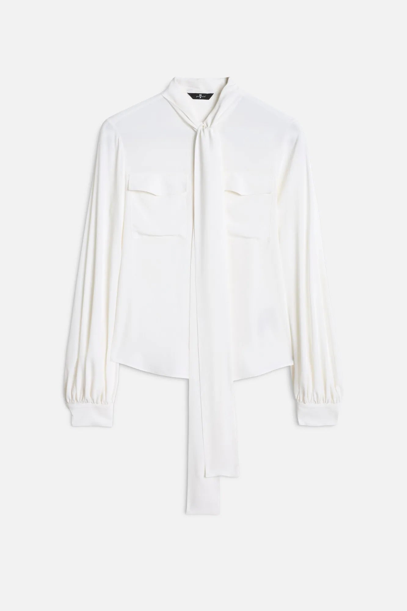 7 For All Mankind Optical White Women Balloon Sleeve Blouse in Silk SKU: 7N9H0G79_3HB Image 01