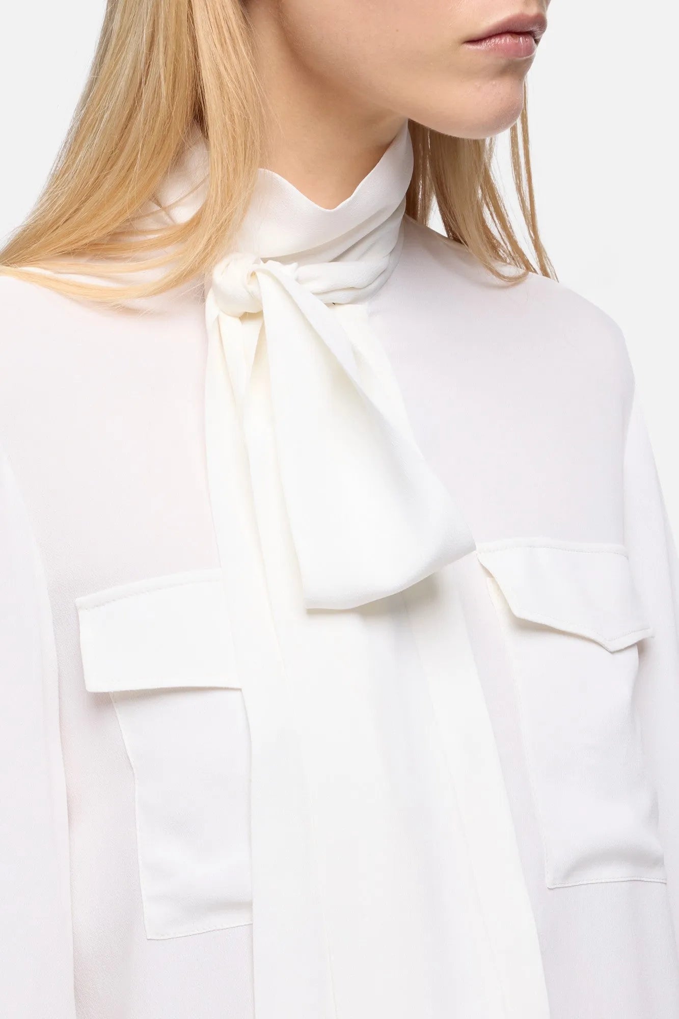 7 For All Mankind Optical White Women Balloon Sleeve Blouse in Silk SKU: 7N9H0G79_3HB Image 04