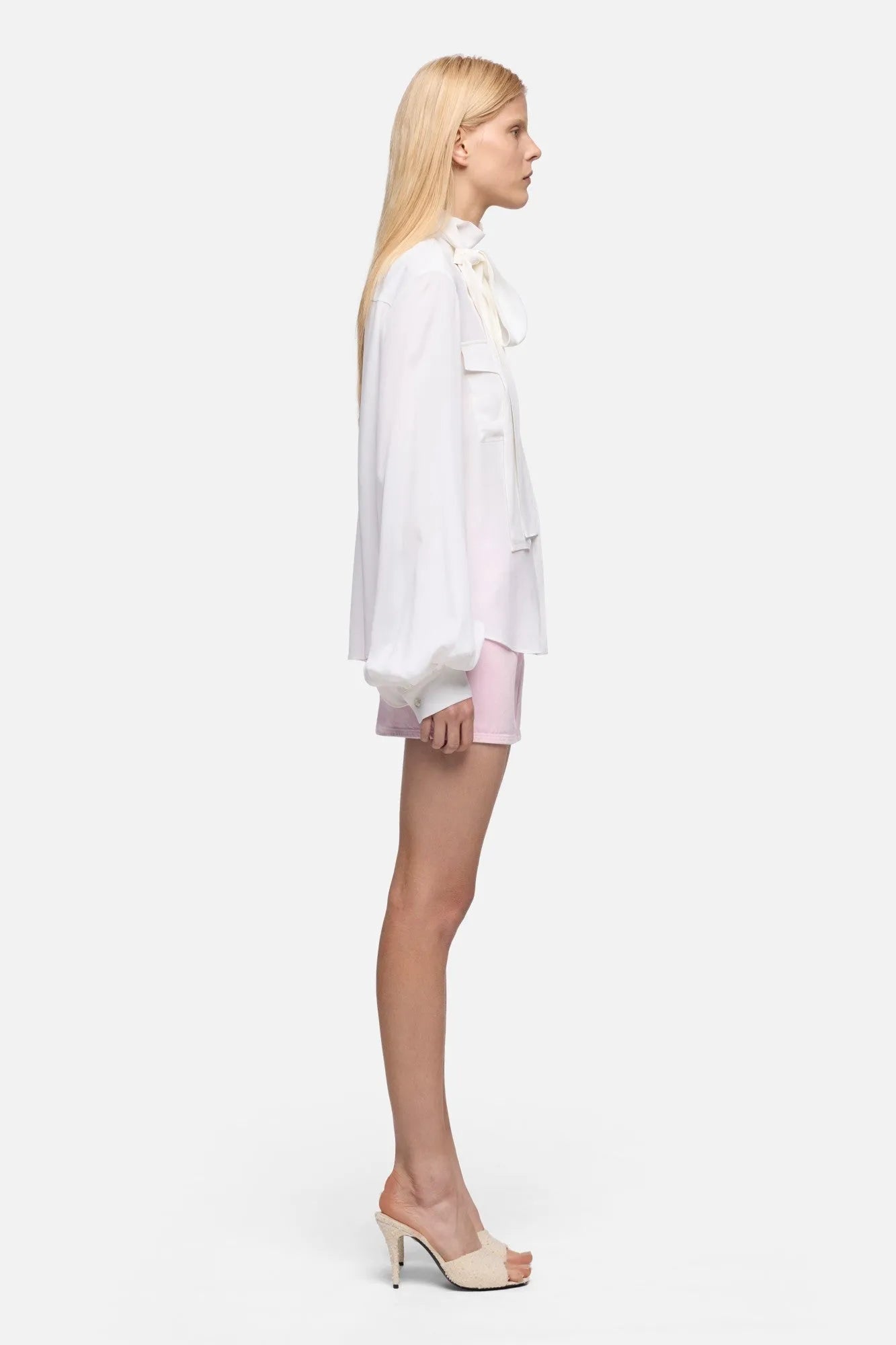 7 For All Mankind Optical White Women Balloon Sleeve Blouse in Silk SKU: 7N9H0G79_3HB Image 06