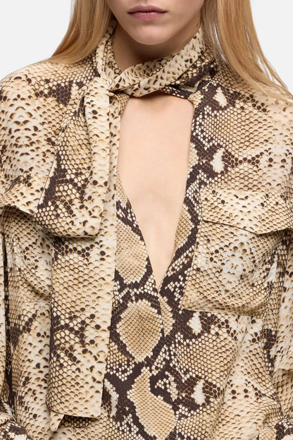 7 For All Mankind Snake Women Balloon Sleeve Blouse in Viscose SKU: 7N9H0G80_3HE Image 04