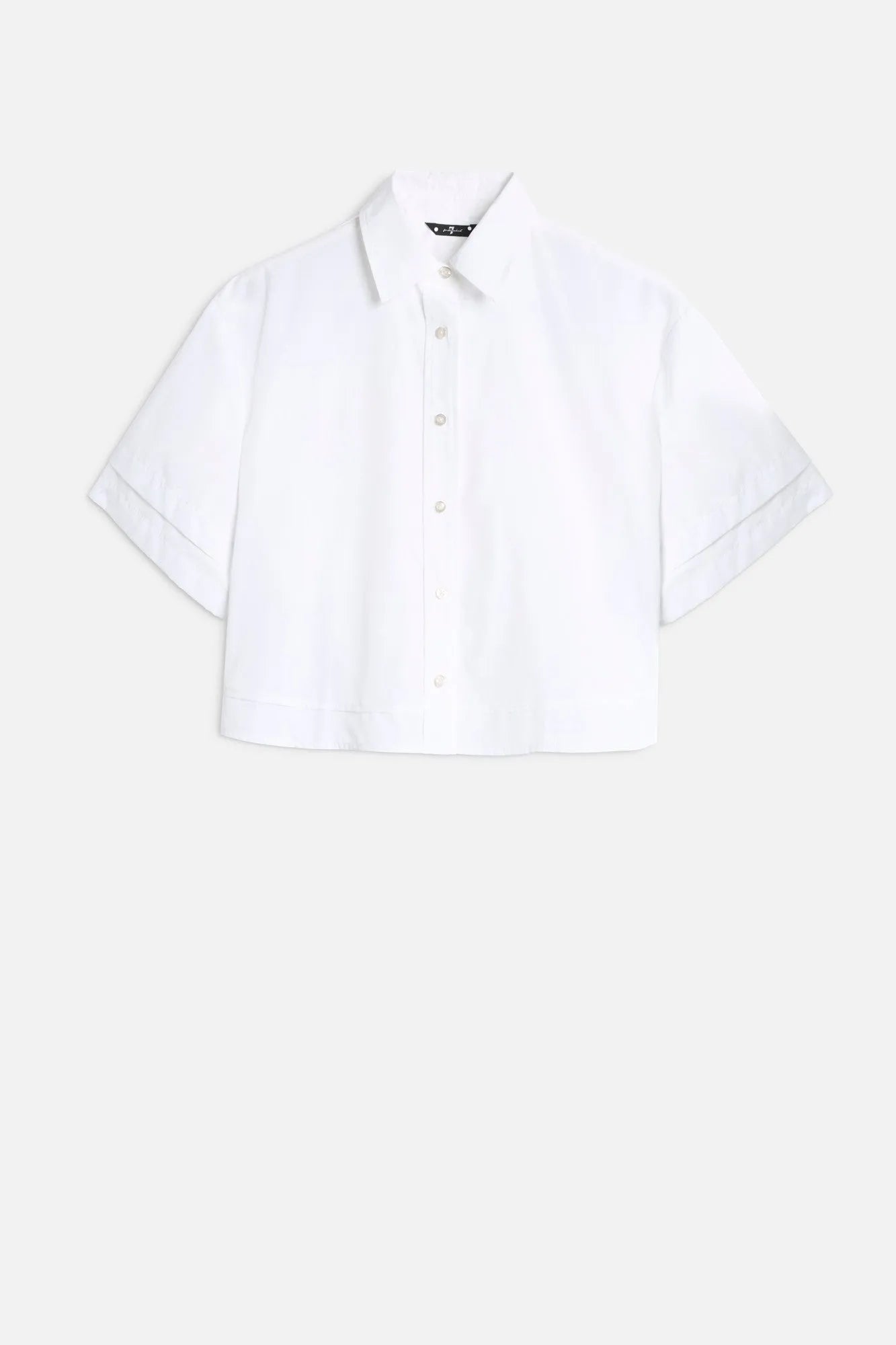 7 For All Mankind Optical White Women Double Short Sleeve Shirt in Poplin SKU: 7N9K0G75_3HF Image 01