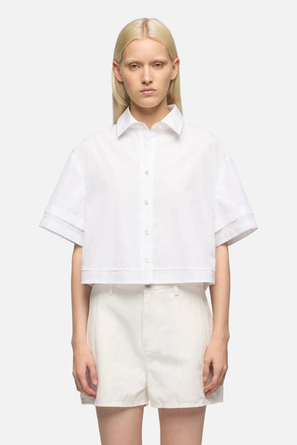 7 For All Mankind White Women Double Short Sleeve Shirt in Poplin SKU: 7N9K0G75_3HF Image 03