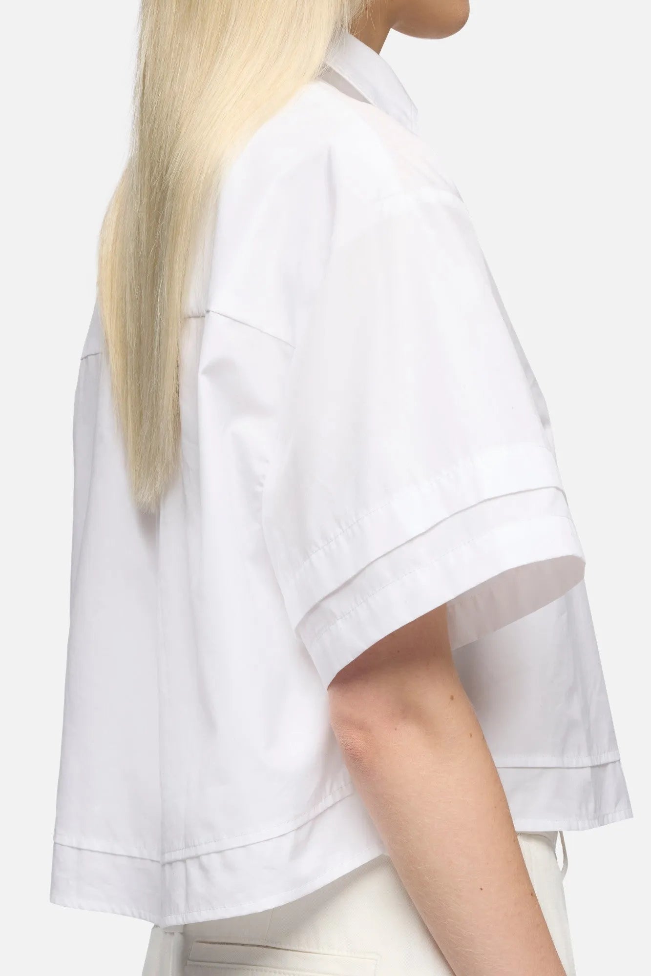 7 For All Mankind White Women Double Short Sleeve Shirt in Poplin SKU: 7N9K0G75_3HF Image 04