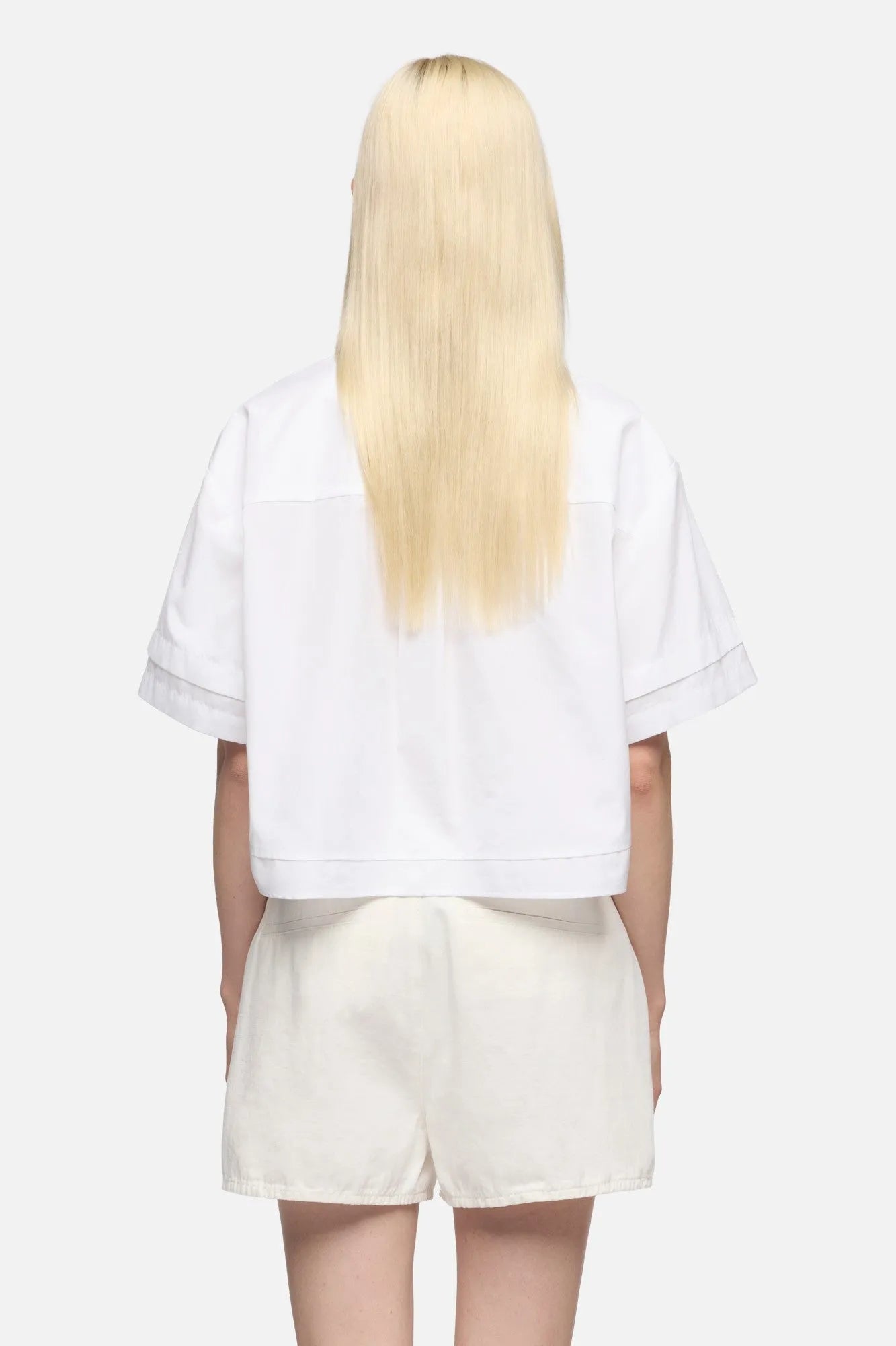 7 For All Mankind Optical White Women Double Short Sleeve Shirt in Poplin SKU: 7N9K0G75_3HF Image 05