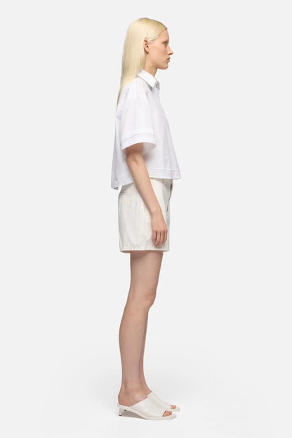7 For All Mankind Optical White Women Double Short Sleeve Shirt in Poplin SKU: 7N9K0G75_3HF Image 06
