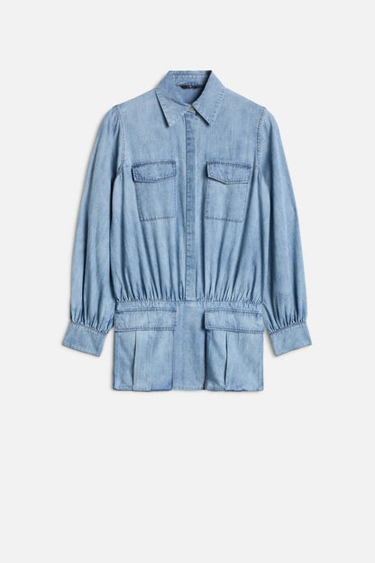 7 For All Mankind Loft Women Utility Mini Dress in Chambray SKU: 7N9T0G51_3I2 Image 01