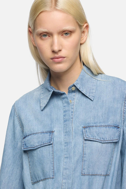 7 For All Mankind Loft Women Utility Mini Dress in Chambray SKU: 7N9T0G51_3I2 Image 04