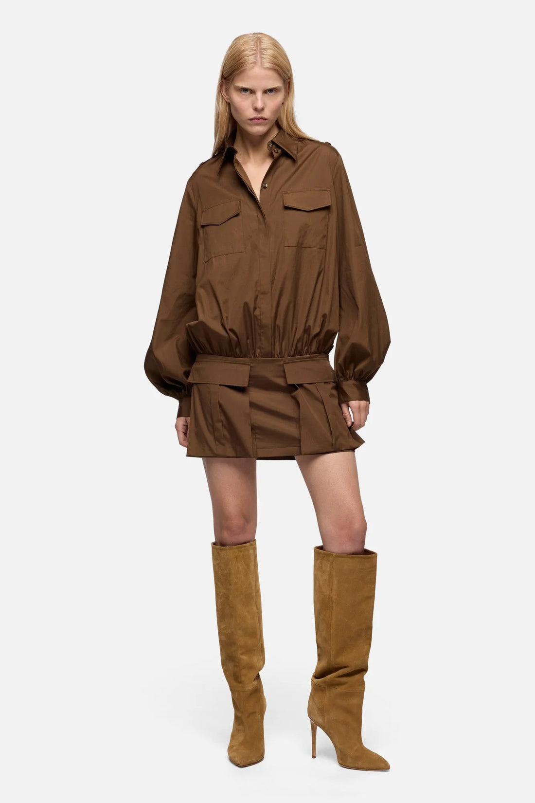 7 For All Mankind Toffee Women Utility Mini Dress in Poplin SKU: 7N9T0G77_3HJ Image 02