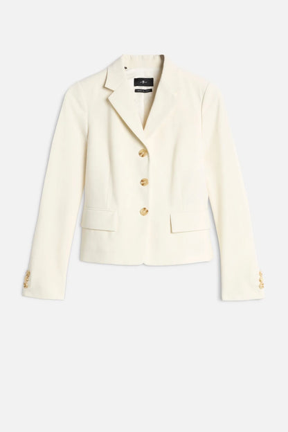 7 For All Mankind White Women Fitted Blazer in Wool Blend SKU: 7NAC0G64_3FU Image 01