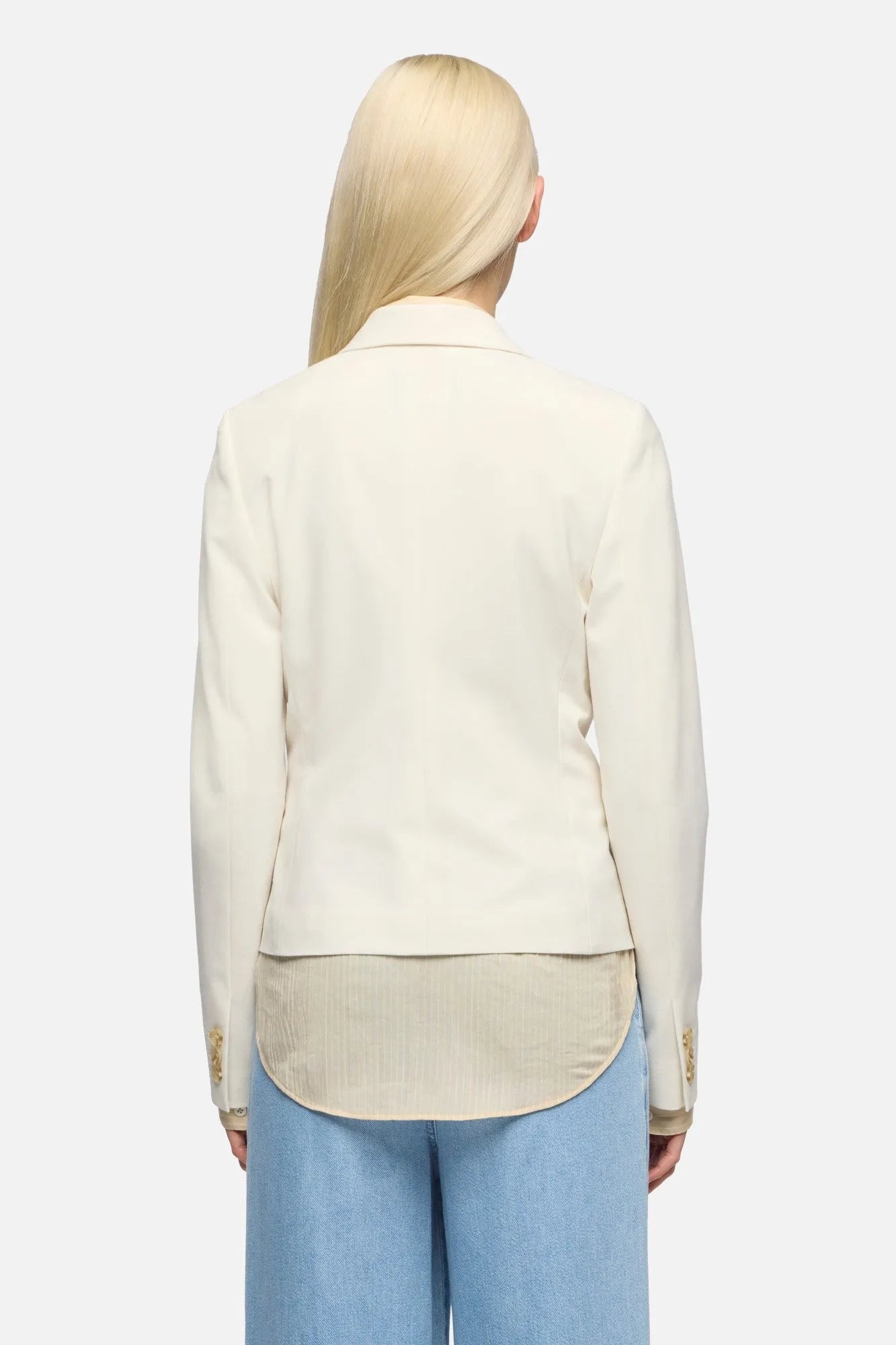 7 For All Mankind White Women Fitted Blazer in Wool Blend SKU: 7NAC0G64_3FU Image 05