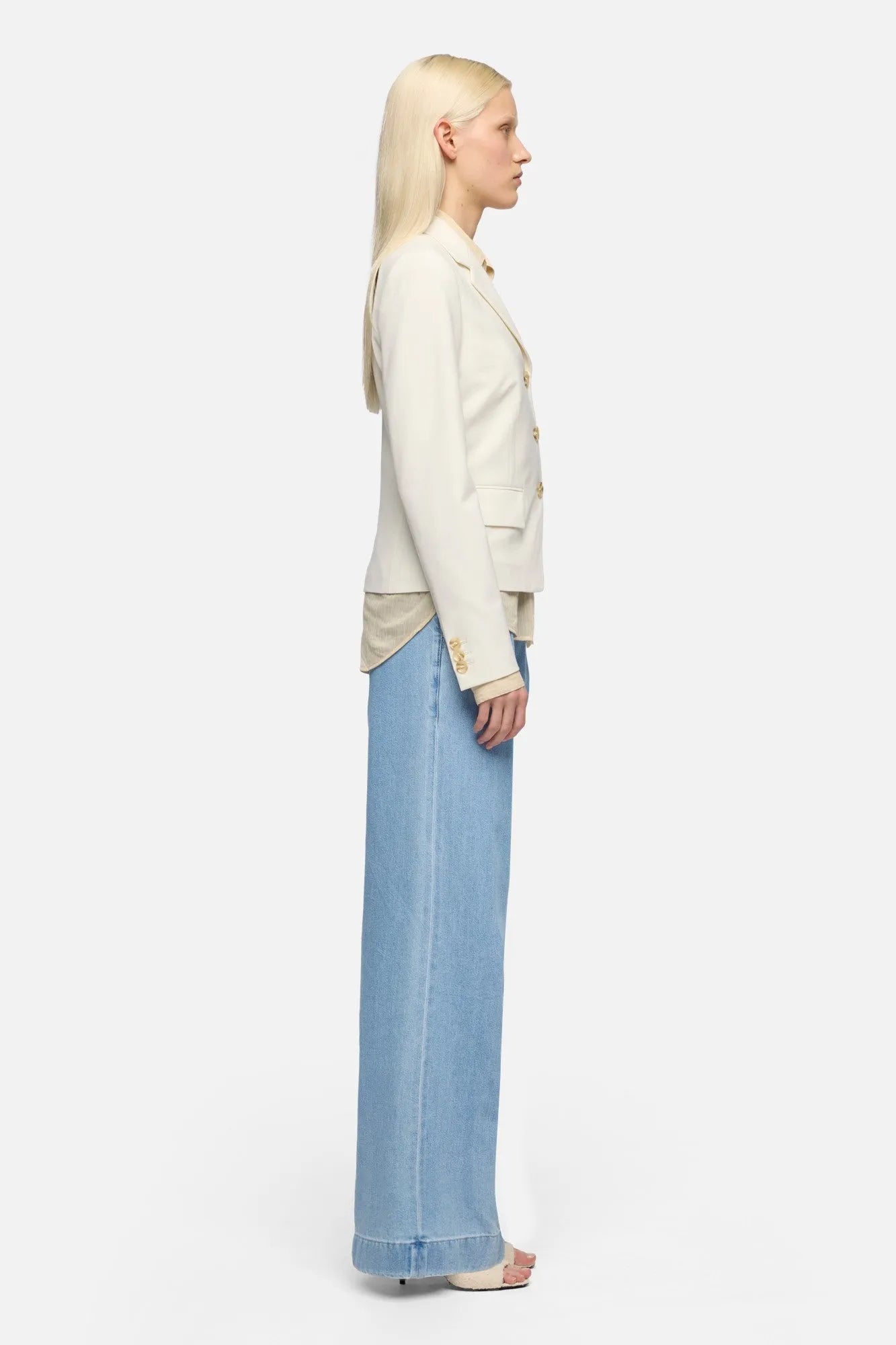 7 For All Mankind White Women Fitted Blazer in Wool Blend SKU: 7NAC0G64_3FU Image 06