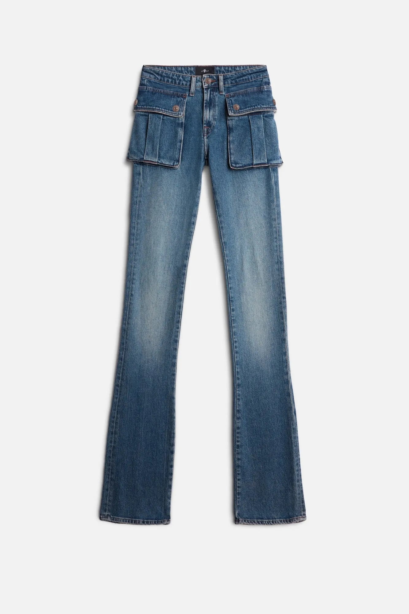 7 For All Mankind Light Blue Women Cargo Low Skinny Boot SKU: 7NAF0K85_3I4 Image 01