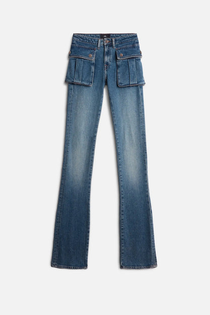 7 For All Mankind Light Blue Women Cargo Low Skinny Boot SKU: 7NAF0K85_3I4 Image 01
