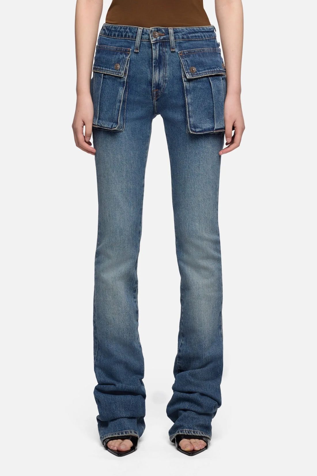7 For All Mankind Light Blue Women Cargo Low Skinny Boot SKU: 7NAF0K85_3I4 Image 03