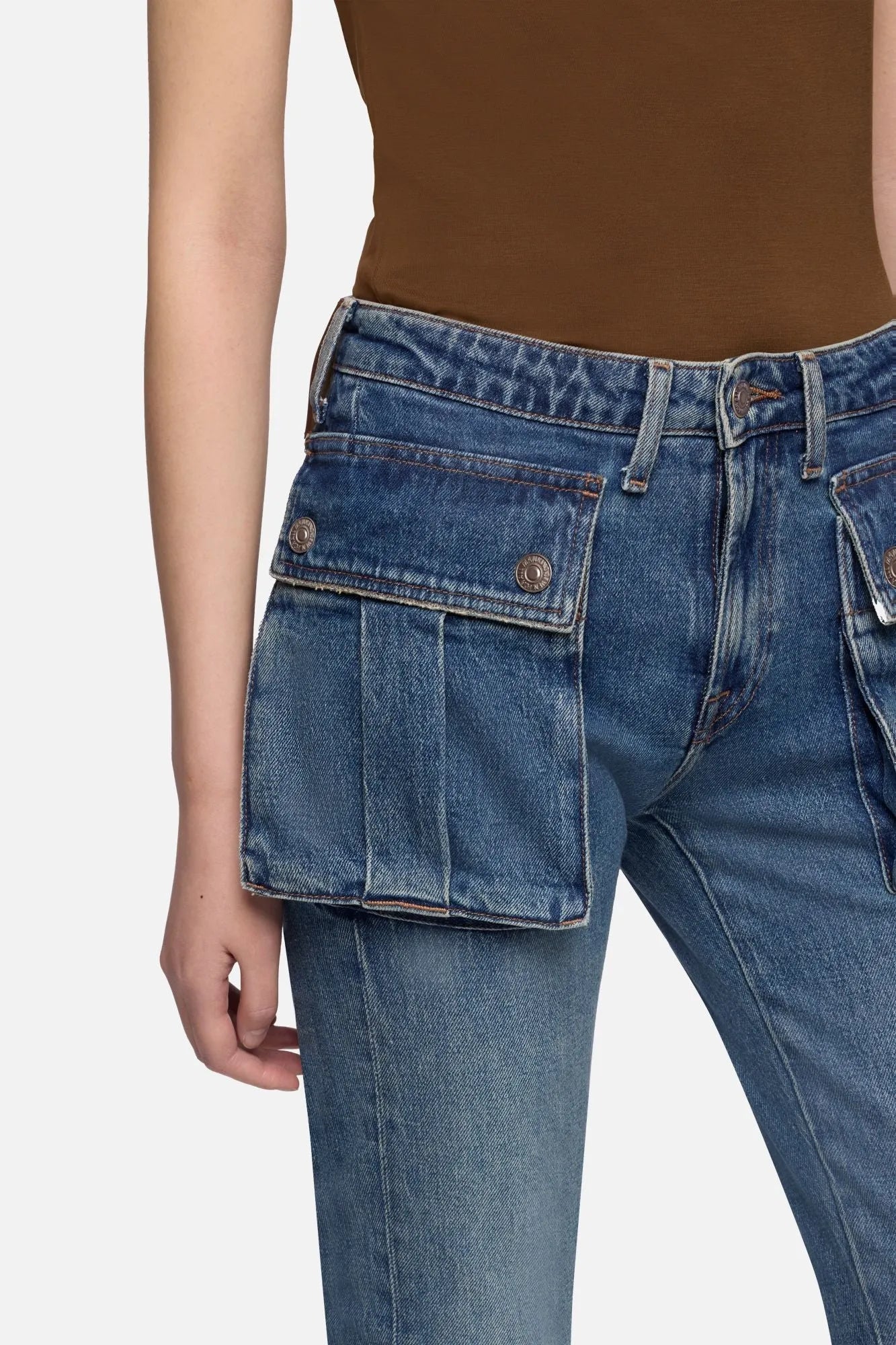 7 For All Mankind Light Blue Women Cargo Low Skinny Boot SKU: 7NAF0K85_3I4 Image 04