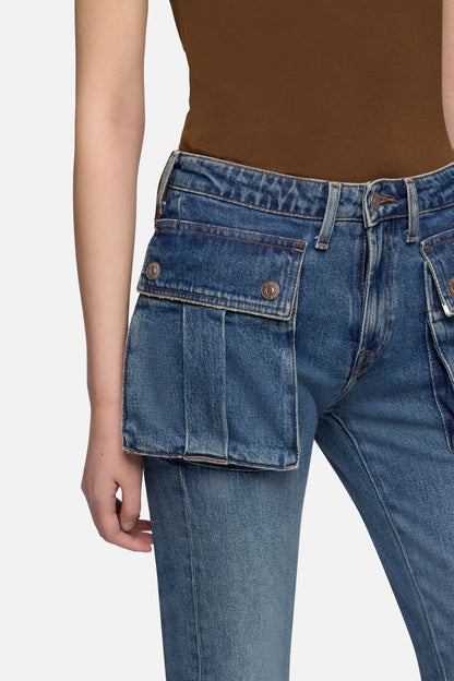 7 For All Mankind Light Blue Women Cargo Low Skinny Boot SKU: 7NAF0K85_3I4 Image 04