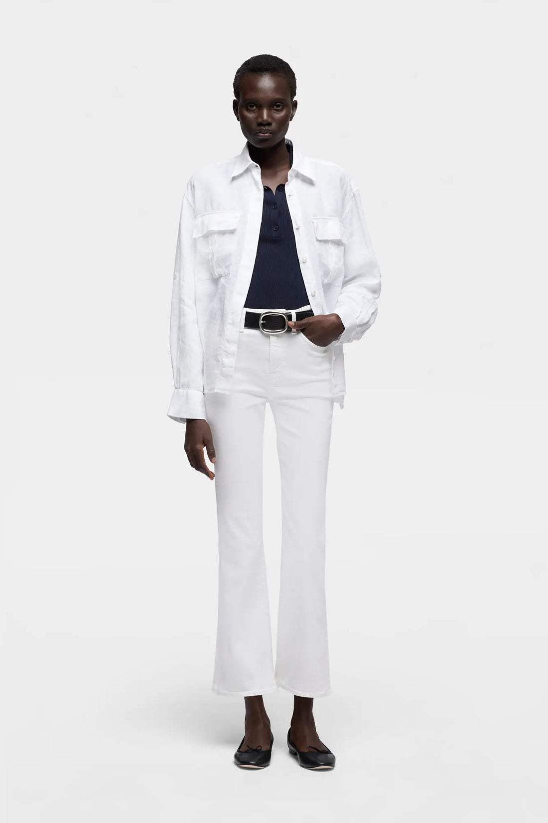7 For All Mankind Navy Women Piped Collar Polo SKU: 7NAX0H03_25O Image 01