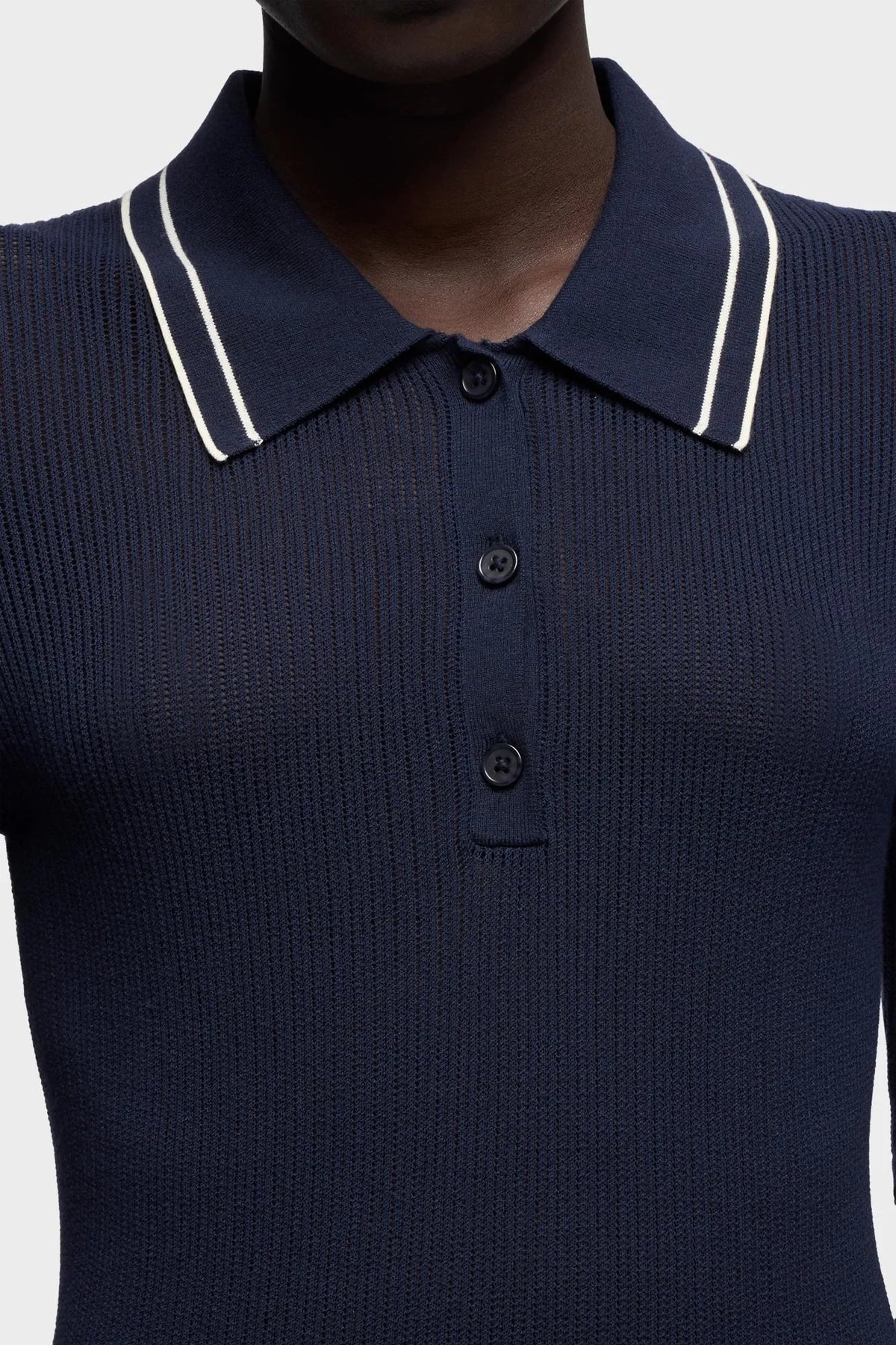 7 For All Mankind Navy Women Piped Collar Polo SKU: 7NAX0H03_25O Image 03