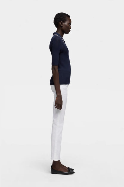 7 For All Mankind Navy Women Piped Collar Polo SKU: 7NAX0H03_25O Image 05