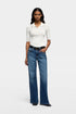 7 For All Mankind White Women Piped Collar Polo SKU: 7NAX0H03_3JC Image 01