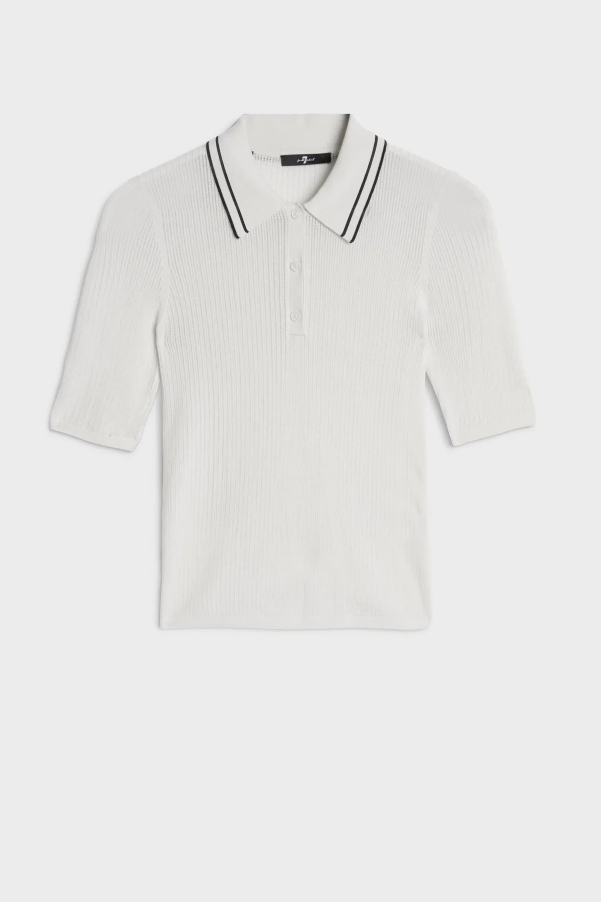 7 For All Mankind White Women Piped Collar Polo SKU: 7NAX0H03_3JC Image 06