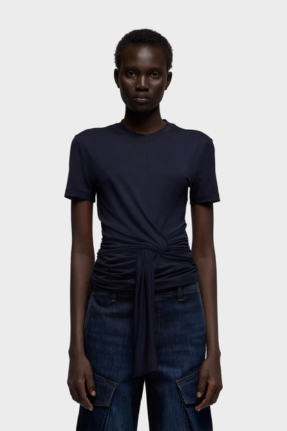 7 For All Mankind Dark Blue Women Fitted Twist Tee in Lyocell SKU: 7NBN0G63_27J Image 02