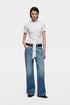7 For All Mankind Optical White Women Fitted Twist Tee in Lyocell SKU: 7NBN0G63_3HQ Image 01