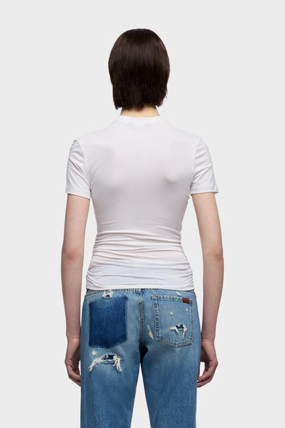 7 For All Mankind Optical White Women Fitted Twist Tee in Lyocell SKU: 7NBN0G63_3HQ Image 04