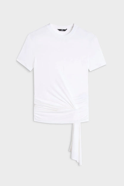 7 For All Mankind Optical White Women Fitted Twist Tee in Lyocell SKU: 7NBN0G63_3HQ Image 06