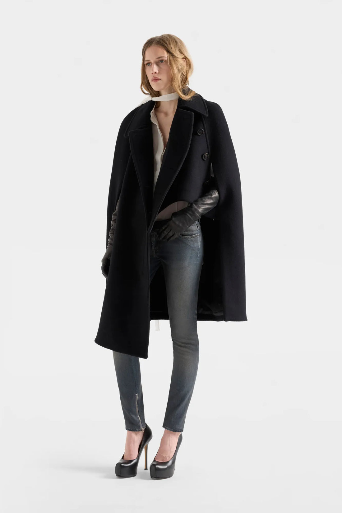 7 For All Mankind Sable Women Double Breasted Cape in Wool SKU: 7NEU0H58_3VZ Image 01