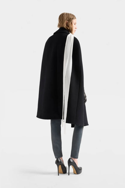 7 For All Mankind Sable Women Double Breasted Cape in Wool SKU: 7NEU0H58_3VZ Image 04