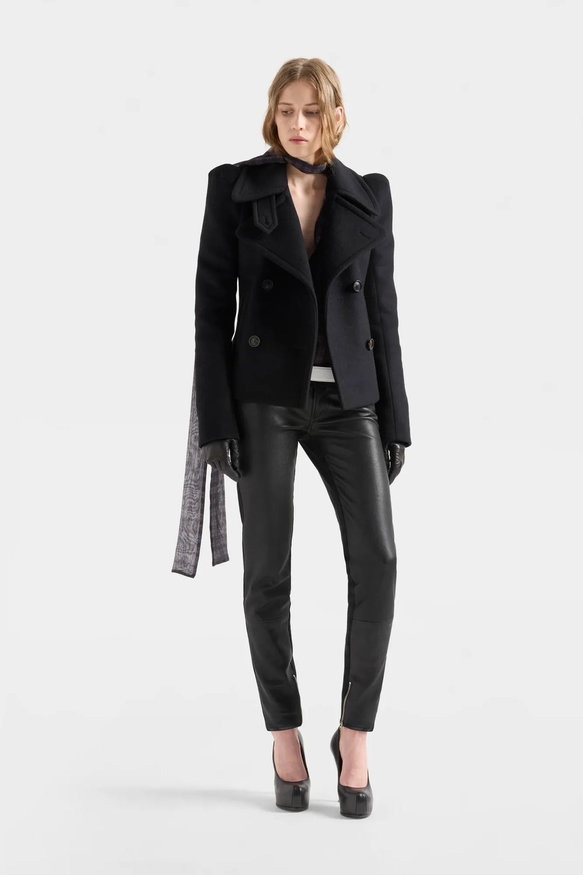 7 For All Mankind Sable Women Double Breasted High Shoulder Jacket in Wool SKU: 7NEX0H58_3VZ Image 01