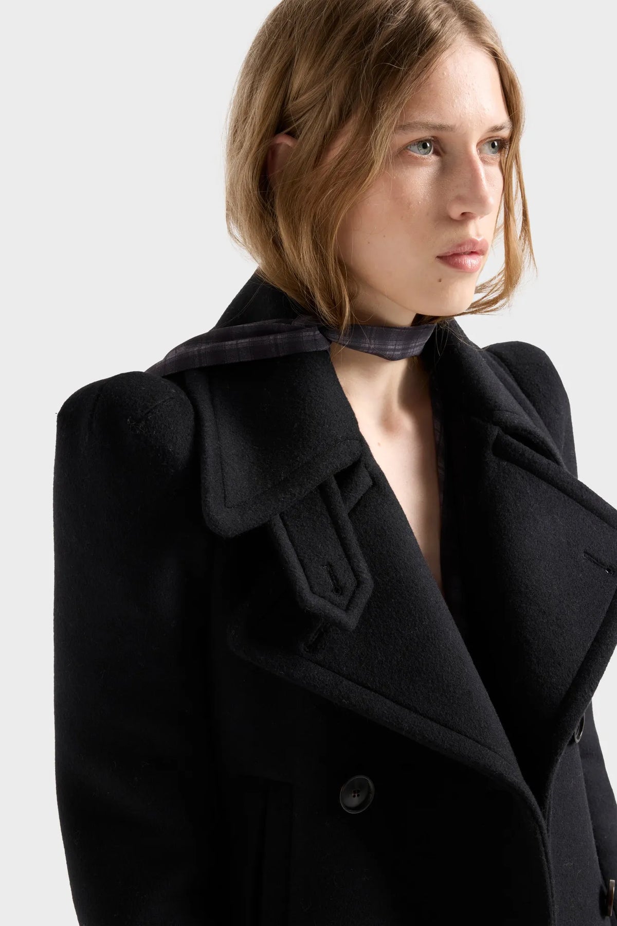 7 For All Mankind Sable Women Double Breasted High Shoulder Jacket in Wool SKU: 7NEX0H58_3VZ Image 03