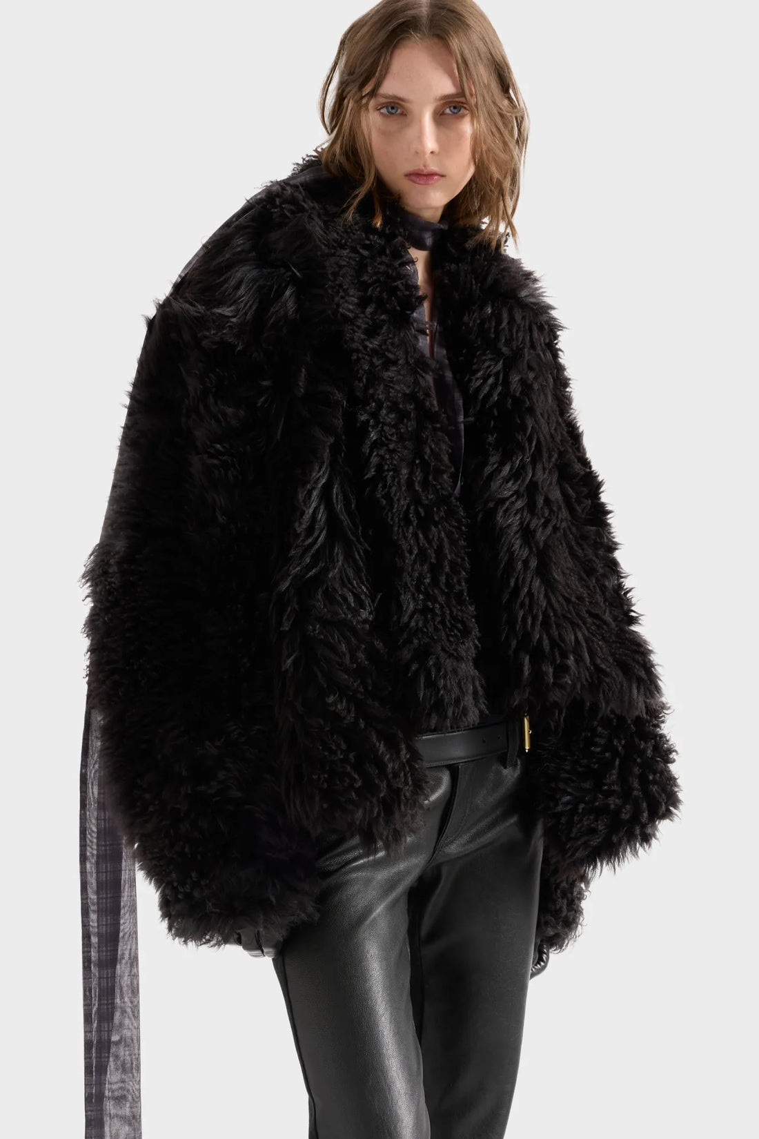 7 For All Mankind Sable Women Shearling Jacket in Leather SKU: 7NEY0H67_3W0 Image 02