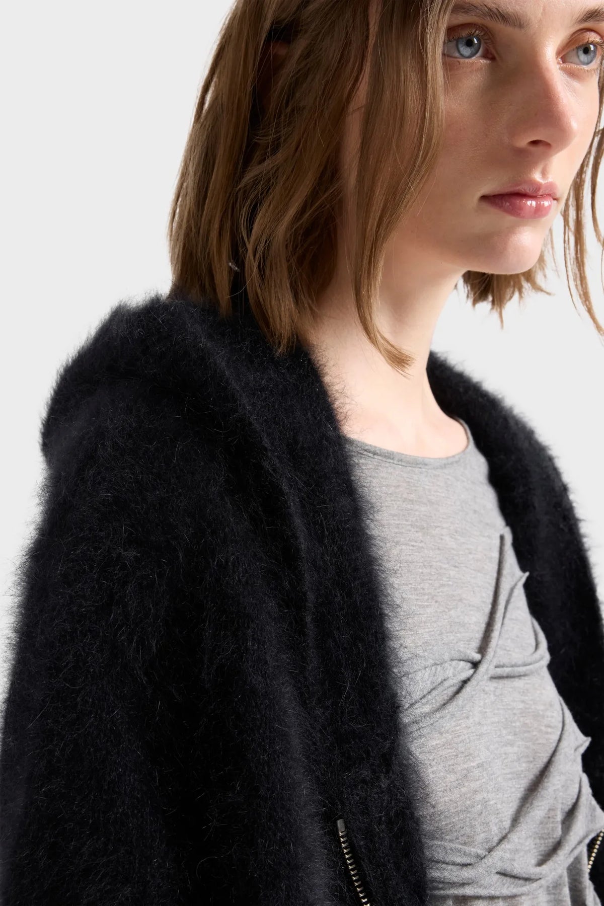7 For All Mankind Sable Women Fuzzy Zip Hoodie in Alpaca Blend SKU: 7NFW0H75_3XU Image 03