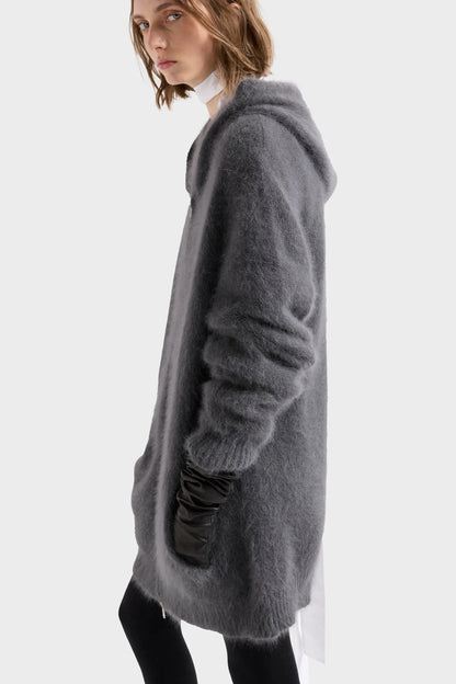 7 For All Mankind Stone Women Fuzzy Zip Hoodie in Alpaca Blend SKU: 7NFW0H75_43K Image 05