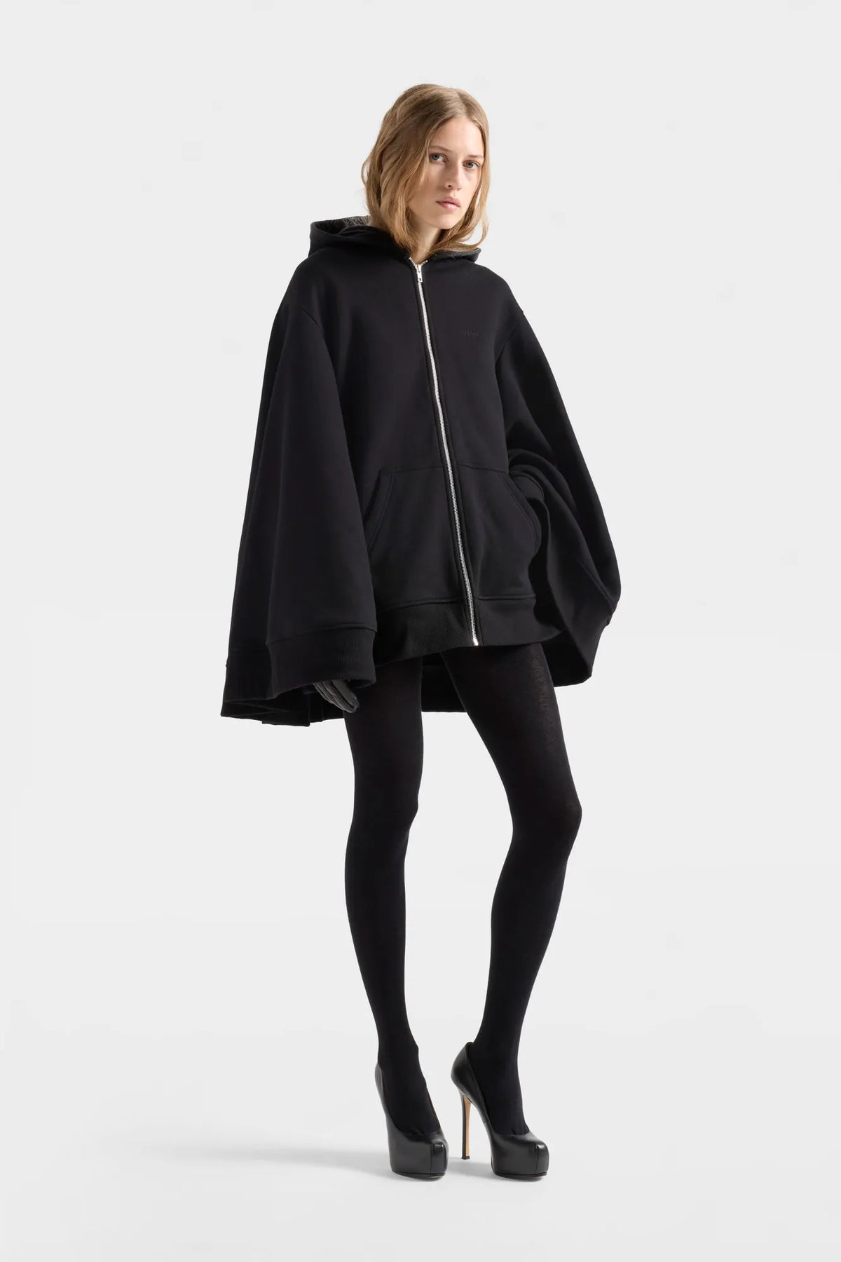 7 For All Mankind Black Women Oversize Zip Hoodie SKU: 7NHI0H87_1HW Image 01