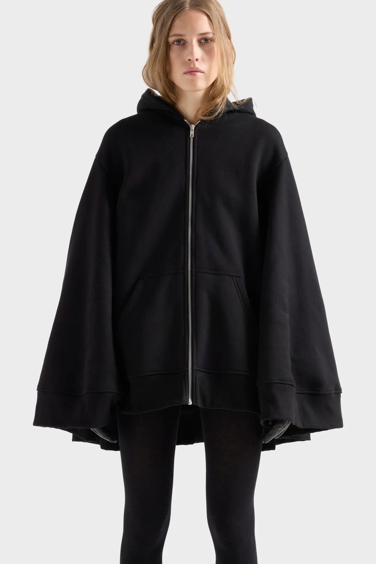 7 For All Mankind Black Women Oversize Zip Hoodie SKU: 7NHI0H87_1HW Image 02