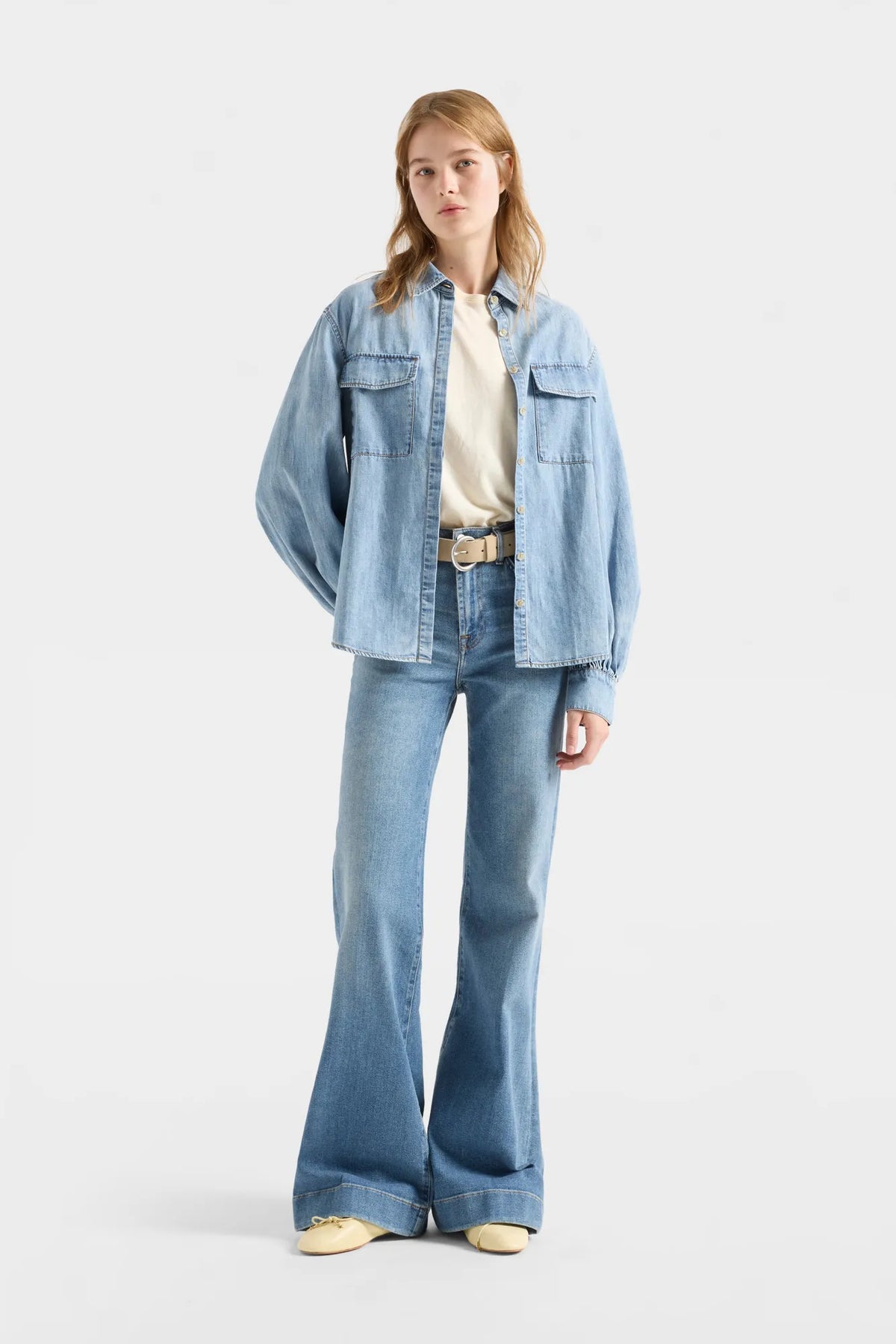 7 For All Mankind Loft Women Long Sleeve Regular Shirt SKU: 7NN80G51_3I2 Image 01